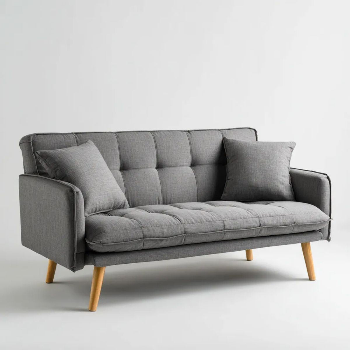 Trzyosobowa sofa z poliestru szara/naturalna 180 x 80 x 85 cm