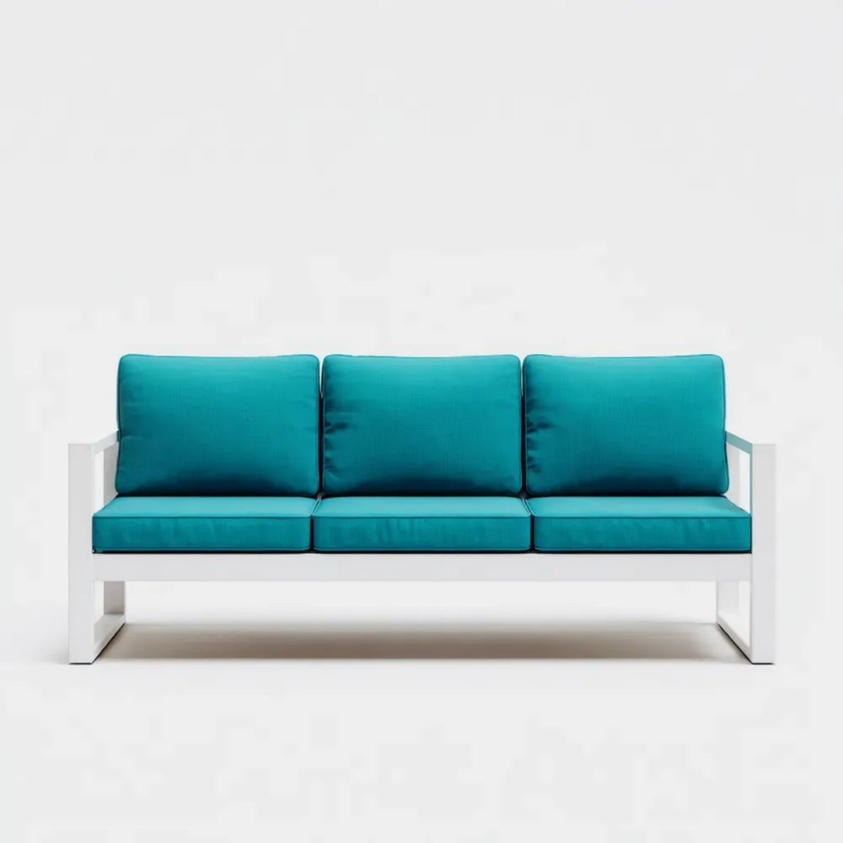 3-osobowa sofa ogrodowa turkusowo-biała z aluminiową ramą i poduszkami poliestrowymi, 180 × 70 × 75 cm