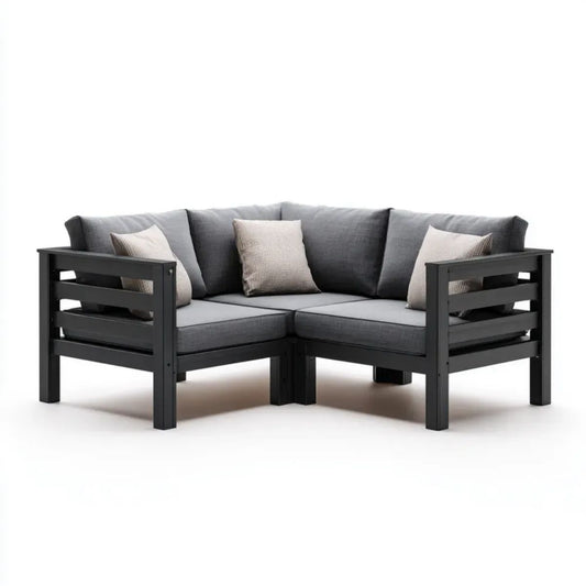 2-częściowa narożna sofa ogrodowa aluminiowa grafitowa z poduszkami 160 x 160 x 70 cm