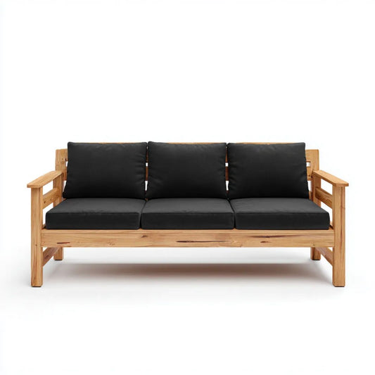 3-osobowa sofa ogrodowa z drewna akacjowego, czarna, 180 x 66 x 65 cm