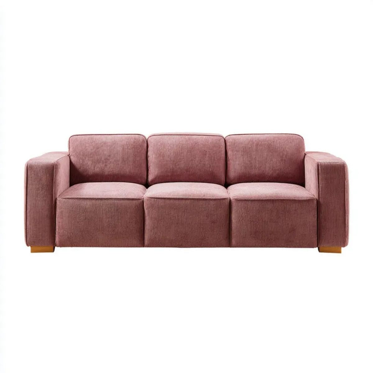 Trzyosobowa sofa różowa, sztruksowa, 200 x 85 x 85 cm