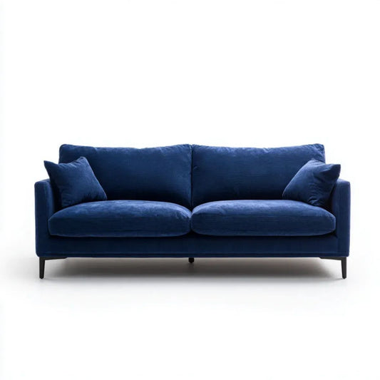 Trzyosobowa sofa z aksamitu poliestrowego, granatowa, 220 x 92 x 84 cm