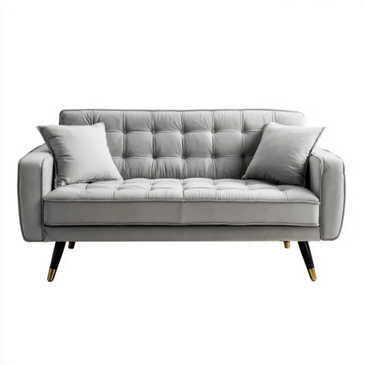 Sofa 2-osobowa szara z tapicerką z aksamitu poliestrowego, 180 × 85 × 85 cm
