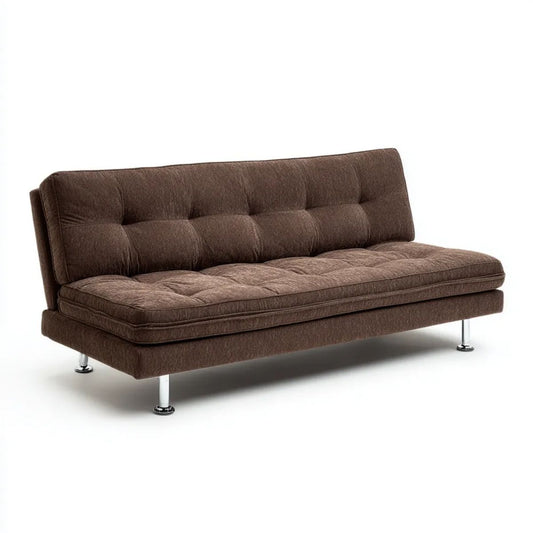 Trzyosobowa sofa rozkładana z tkaniny, brązowa, 190 x 90 x 85 cm