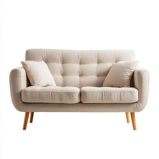 Beżowa sofa dwuosobowa z tapicerką poliestrową 150 × 85 × 88 cm