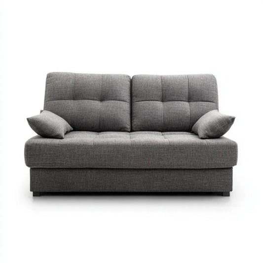 Szara sofa 2-osobowa z tapicerką poliestrową 150 × 85 × 85 cm
