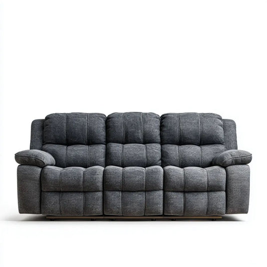 3-osobowa sofa rozkładana z tapicerką poliestrową, ciemnoszara, 210 × 95 × 102 cm