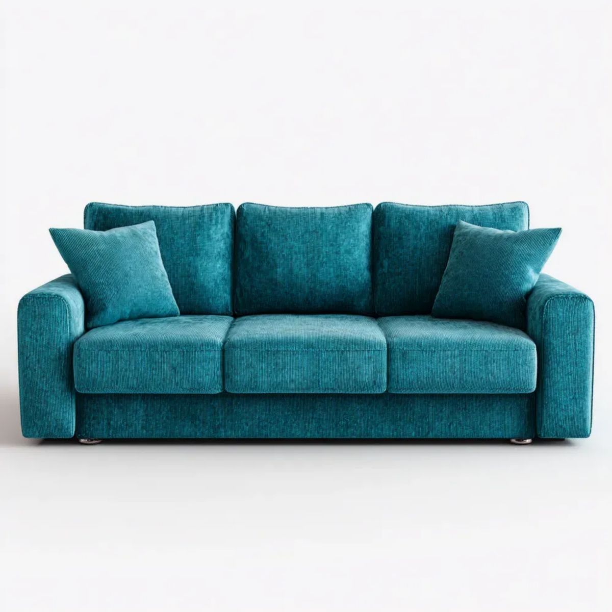 Trzyosobowa sofa turkusowa z poliestru sztruksowego 210 x 90 x 85 cm