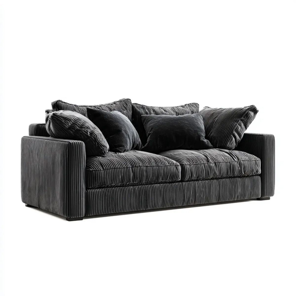 Dwuosobowa sofa grafitowo-czarna z tapicerką sztruksową, 220 x 95 x 78 cm
