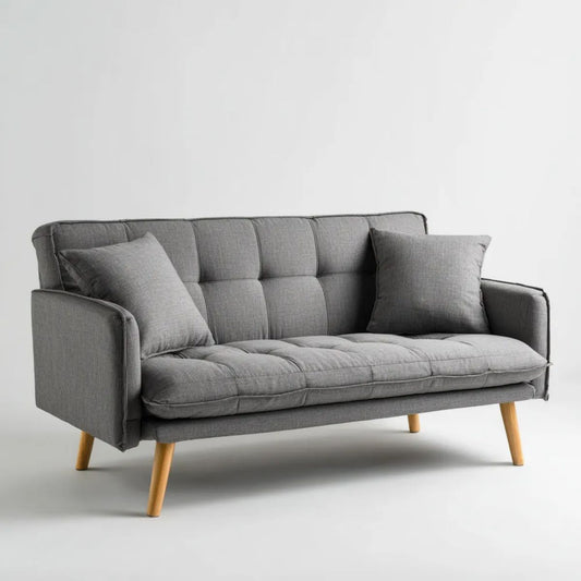 Trzyosobowa sofa z poliestru szara/naturalna 180 x 80 x 85 cm