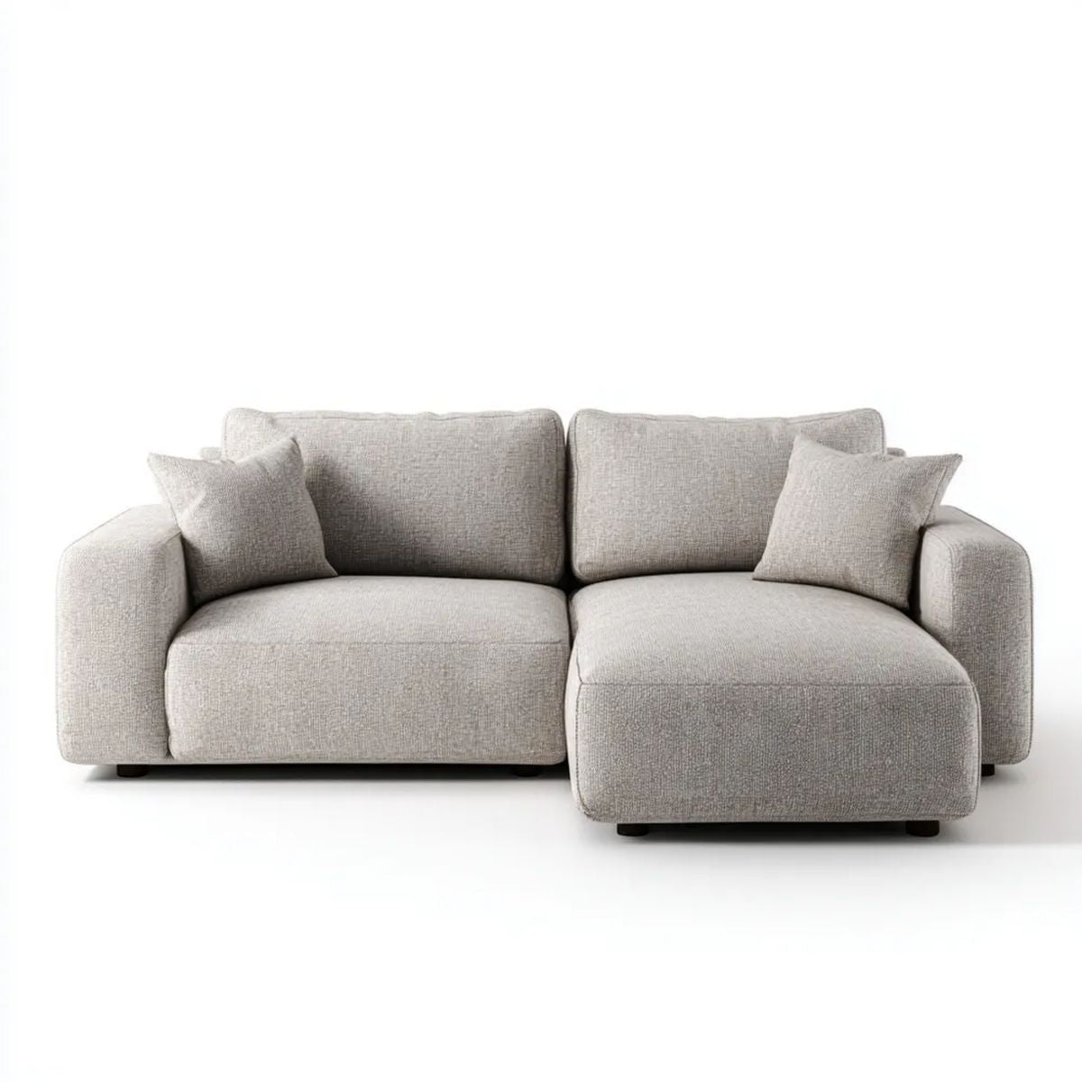 Sofa narożna z prawostronnym szezlongiem, jasnoszara, tapicerka poliestrowa, 250 x 160 x 85 cm